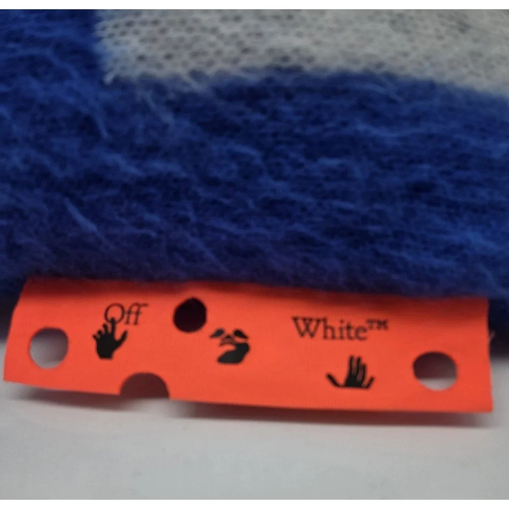 Off White HOME Mohair Blue‎ Pillow Arrow Graphic Made In Italy Virgil Abloh